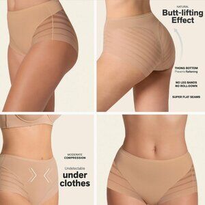 Lace Stripe Undetectable Classic Shaper Panty - Golden Beige NEW in Package XL L
